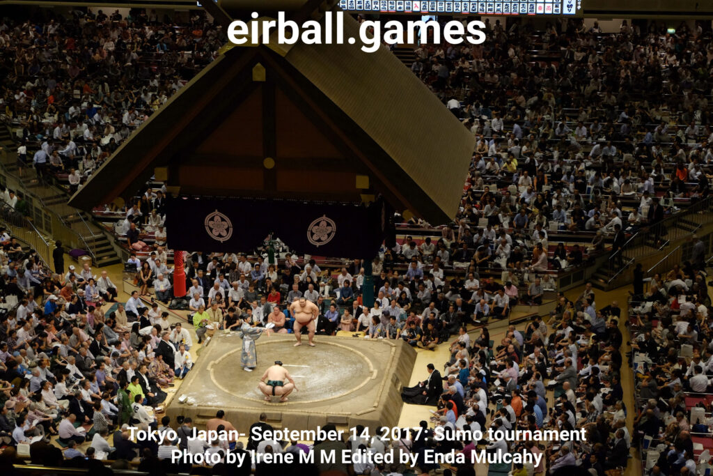 Tokyo, Japan- September 14, 2017: Sumo tournament Photo by Irene M M Edited by Enda Mulcahy